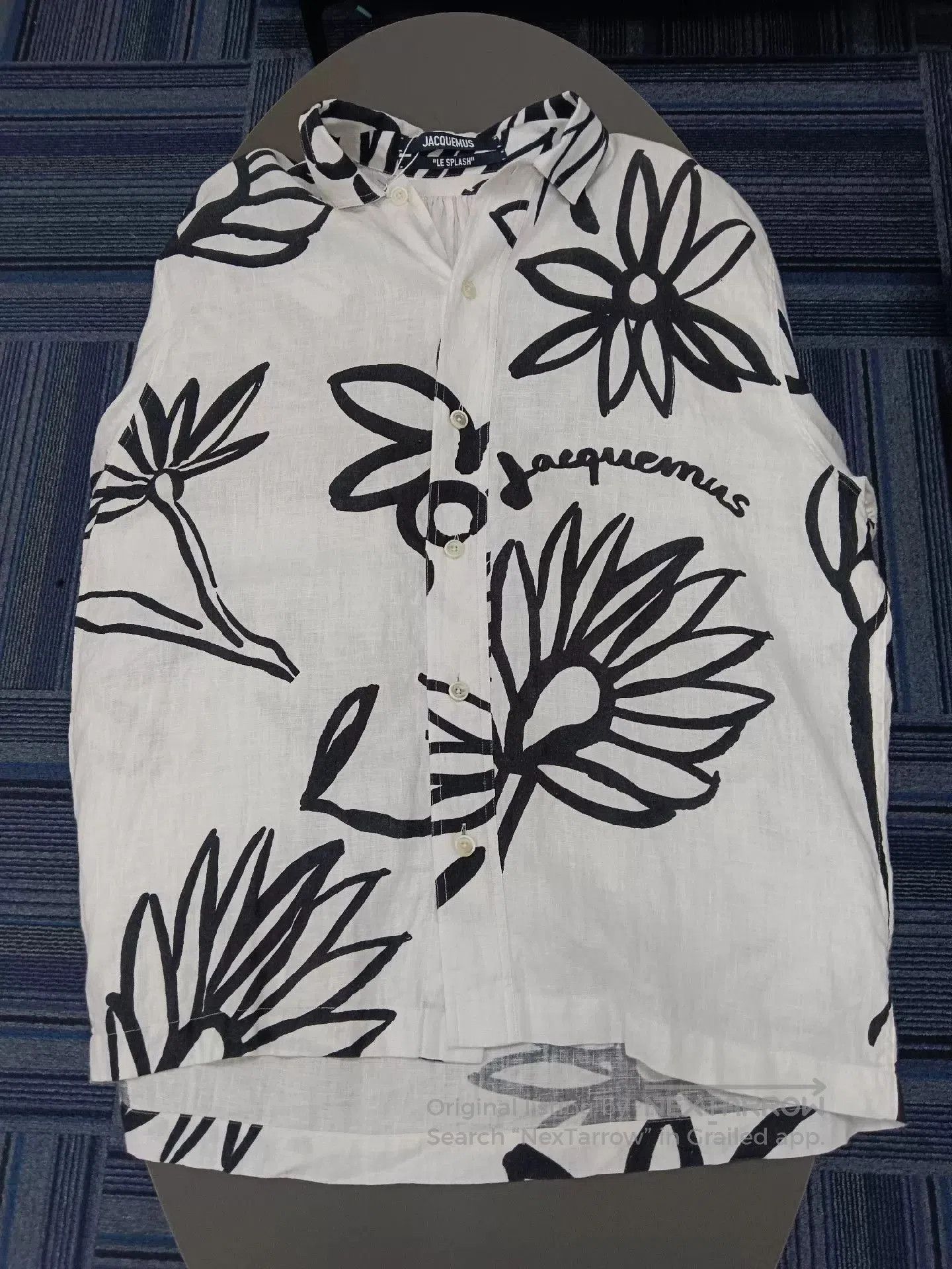 jacquemus ink floral shirt in white.
