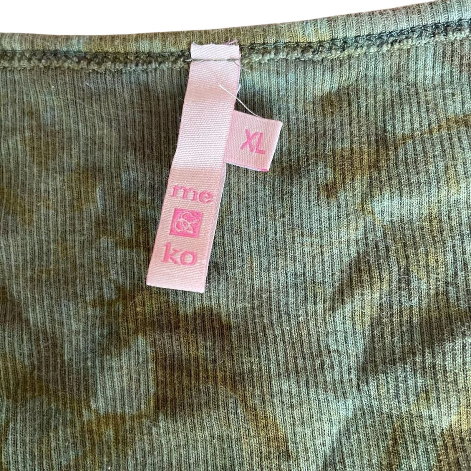Other Y2K Women's Green Tie Dye Bedazzled 3/4 Sleeve Shirt sz XS Size XS / US 0-2 / IT 36-38 - 4 Thumbnail