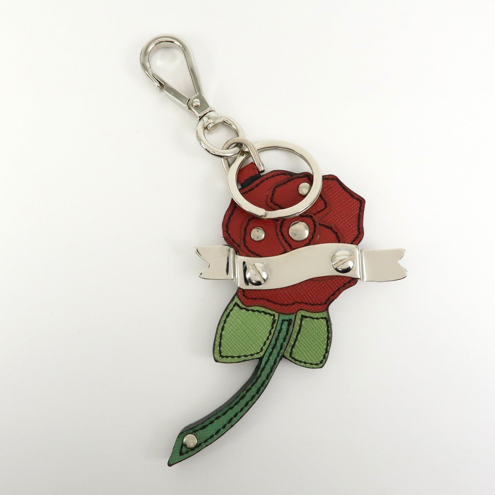 Prada Prada Saffiano Rose Motif Bag Charm Red Size ONE SIZE - 2 Thumbnail