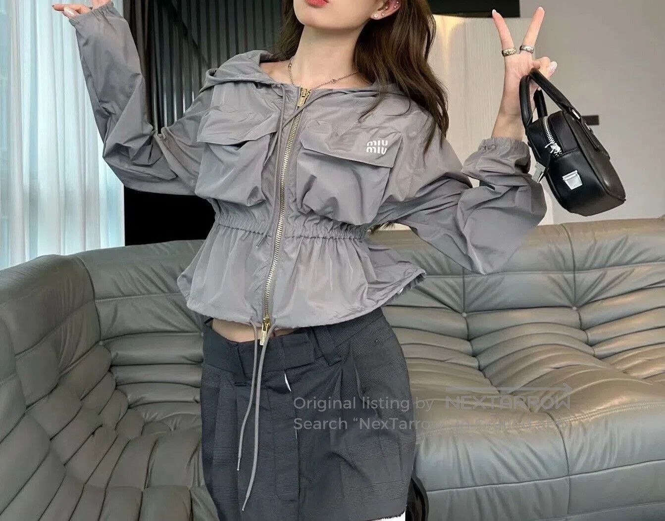Miu Miu Miu Miu Gray Windbreaker Jacket Size 42. Size M / US 6-8 / IT 42-44 - 7 Thumbnail