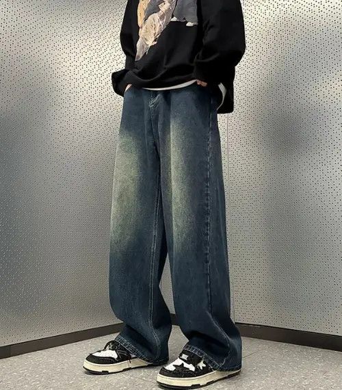 VIBE Vintage blue men's loose distressed oversize jeans Size US 32 / EU 48 - 5 Thumbnail