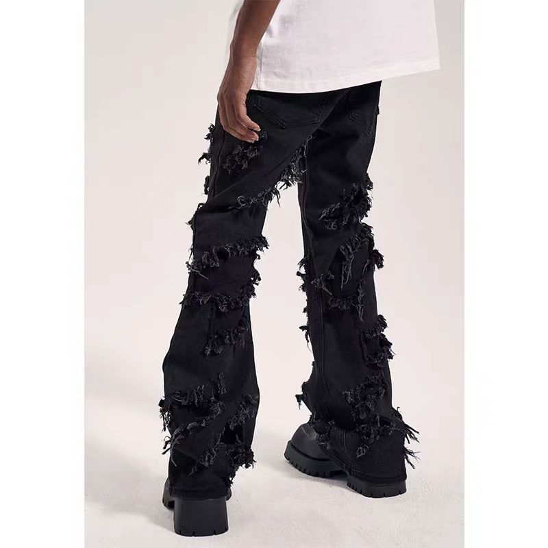 Designer × Japanese Brand × Jean Vintage Street Hip Hop Raw Edge Design Micro Flare Jeans Size US 36 / EU 52 - 5 Thumbnail