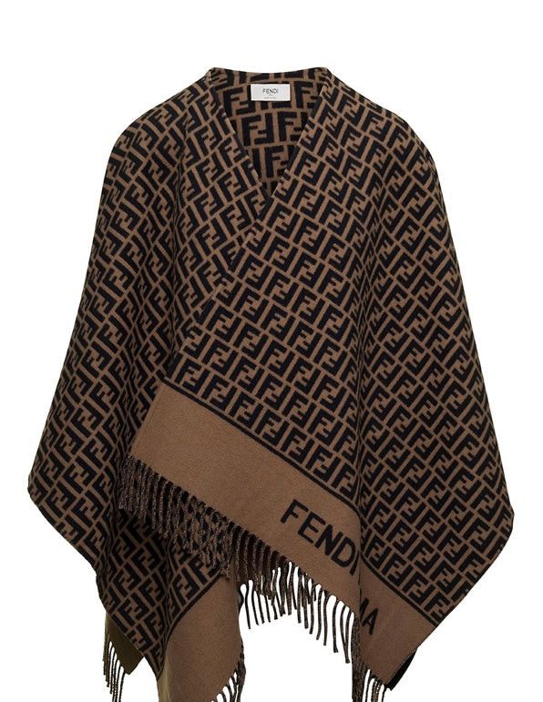 image of Fendi Brown Wool And Cashmere Poncho, Women's