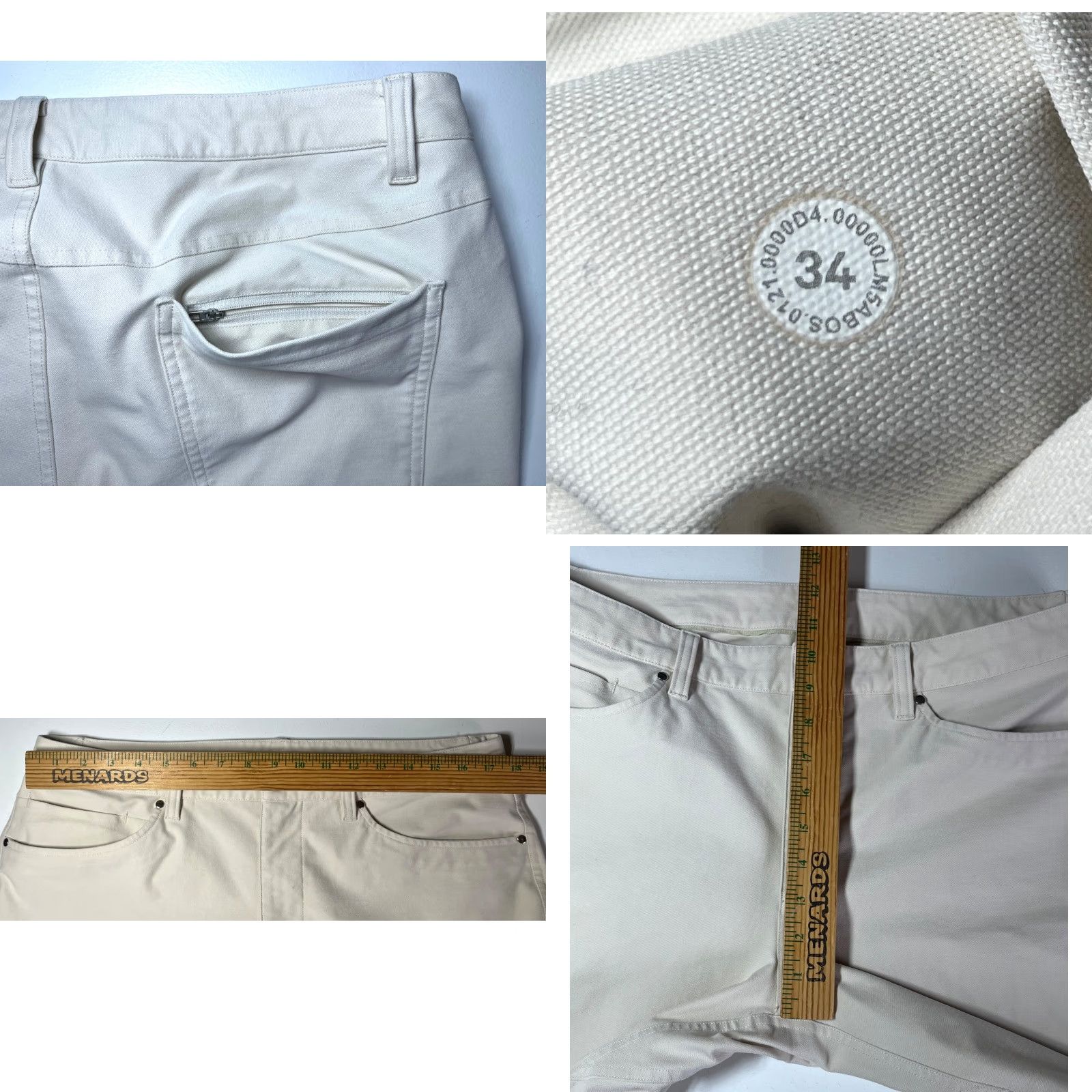 Lululemon Lululemon Men’s ABC Slim-Fit Utilitech Pants White Opal 34x32.5 Slim Chino Pant Jeans Trousers Flat Front Belt Loops 34 Mens Size US 34 / EU 50 - 9 Thumbnail