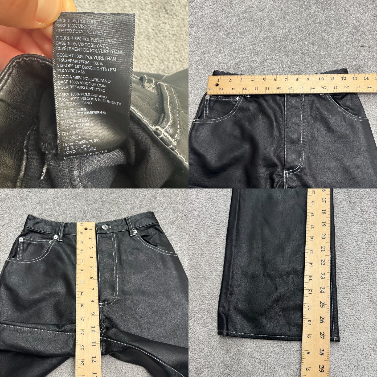 Free People We The Free Faux Leather Flared Pants Women 0 Black High Rise Button Fly Size 25" / US 0 / IT 36 - 8 Thumbnail