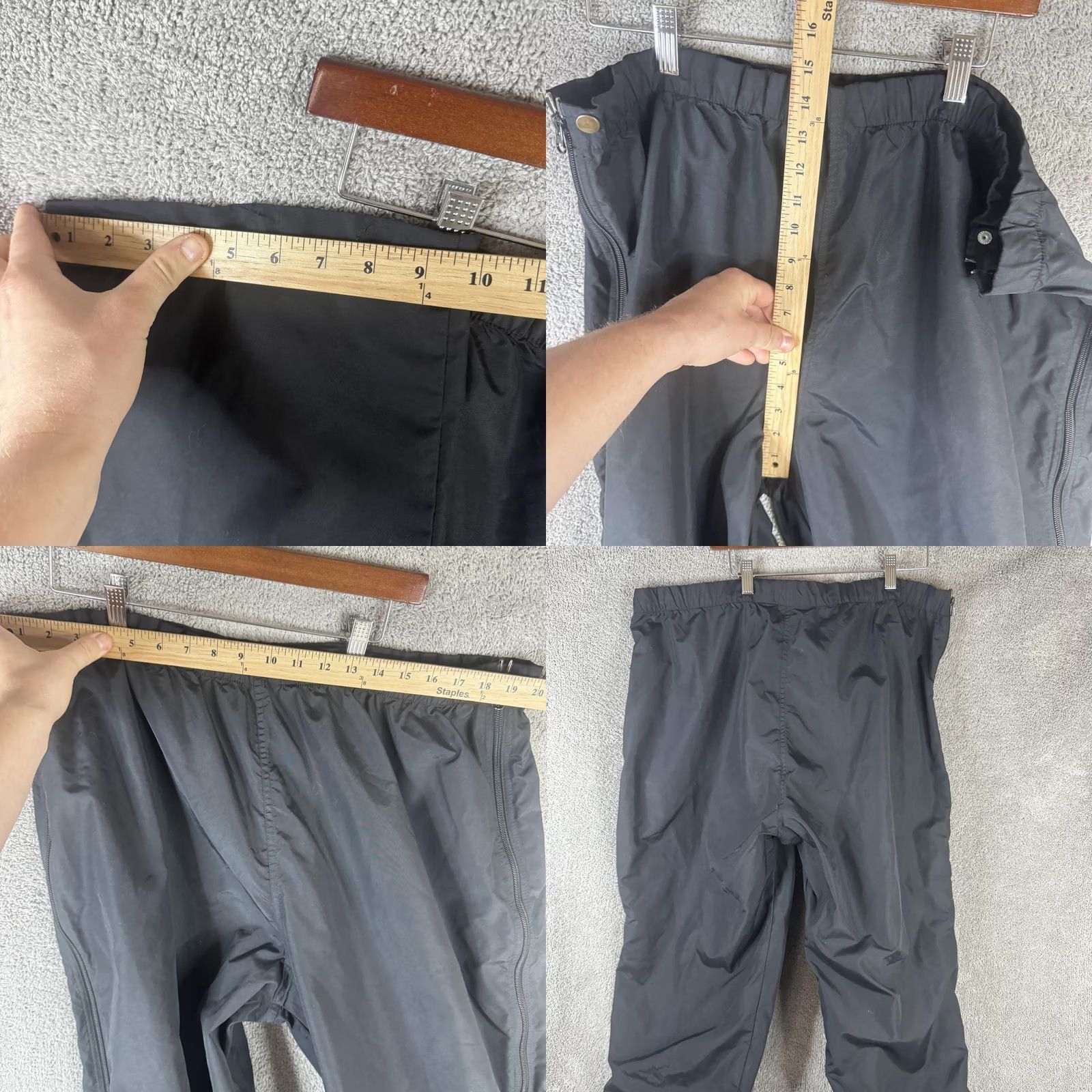 Vintage L.L.Bean Rain Pants Mens 2XLT Black Nylon Water Resistant Zip Side Hiking Pants Weather Resistant Outdoorsmen Trekking Size US 39 - 8 Thumbnail