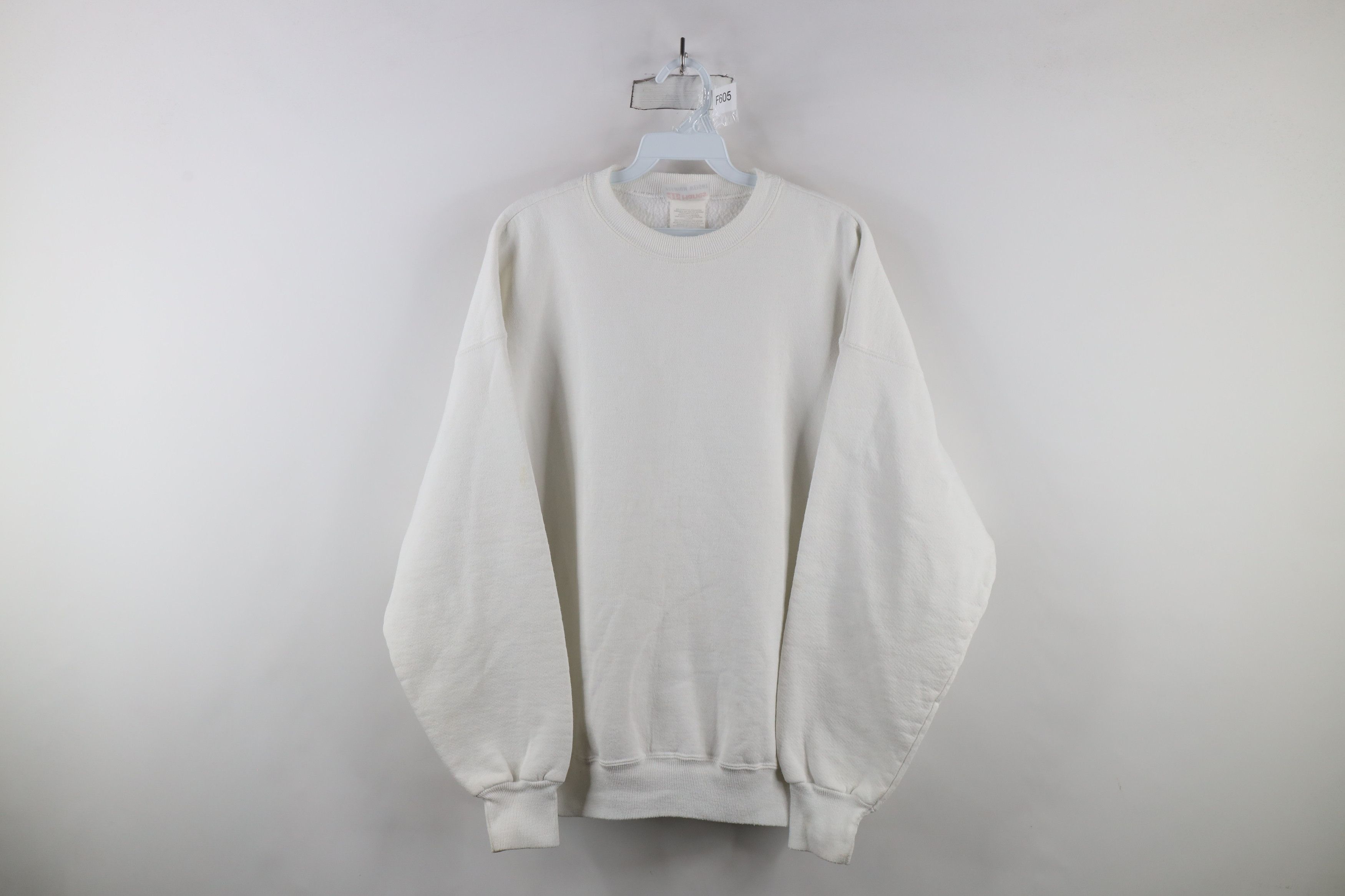 Vintage Vintage 90s Streetwear Blank Heavyweight Sweatshirt White Size US XL / EU 56 / 4 - 1 Thumbnail