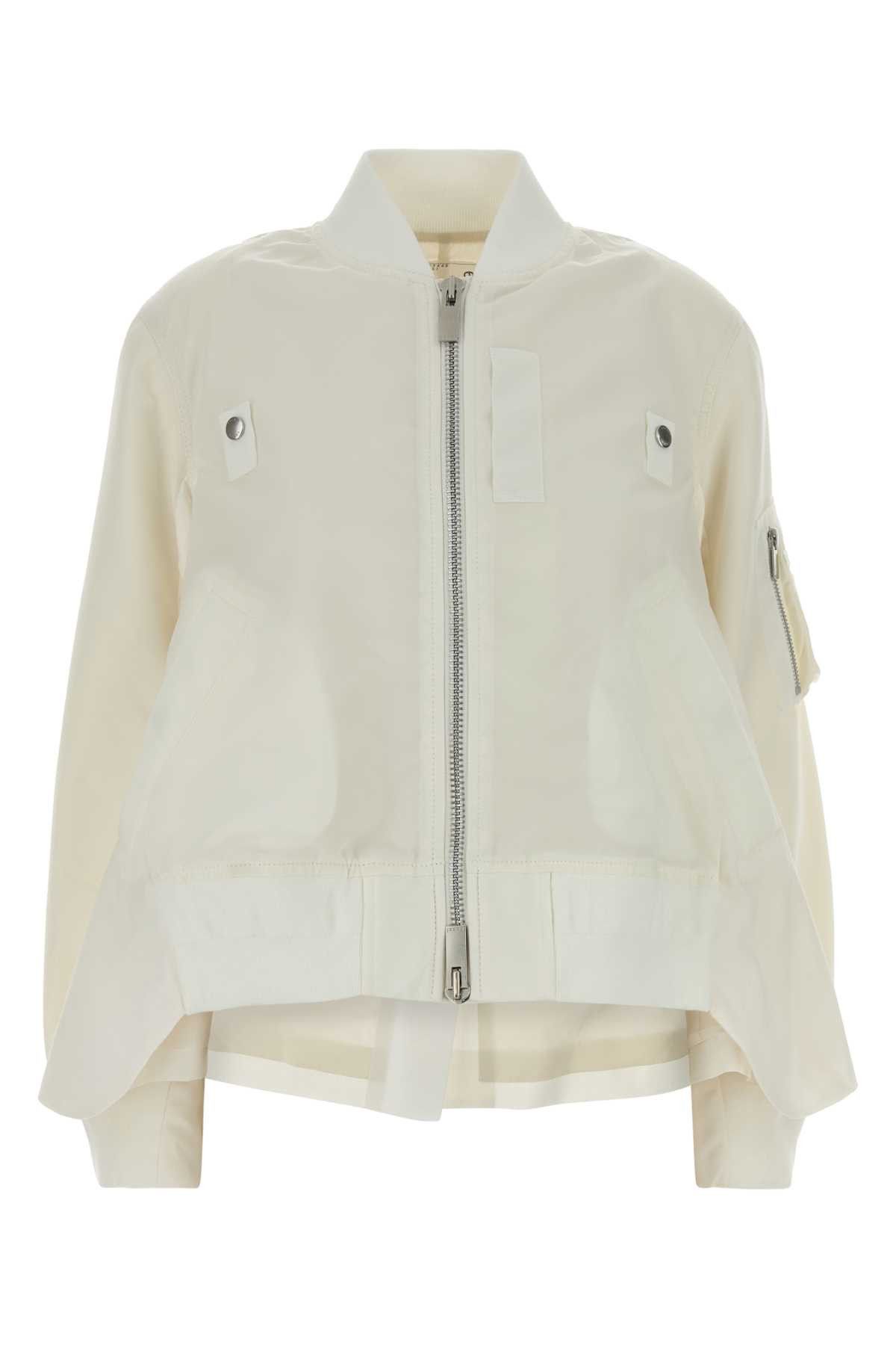 Sacai Ivory Nylon Bomber Jacket Size M / US 6-8 / IT 42-44 - 1 Thumbnail