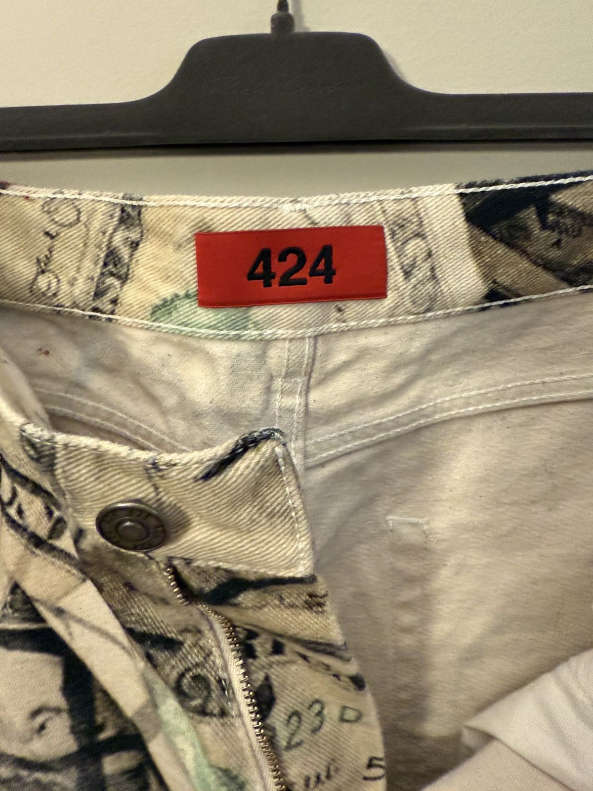 424 424 dollar bill print straight jeans Size US 33 - 6 Thumbnail