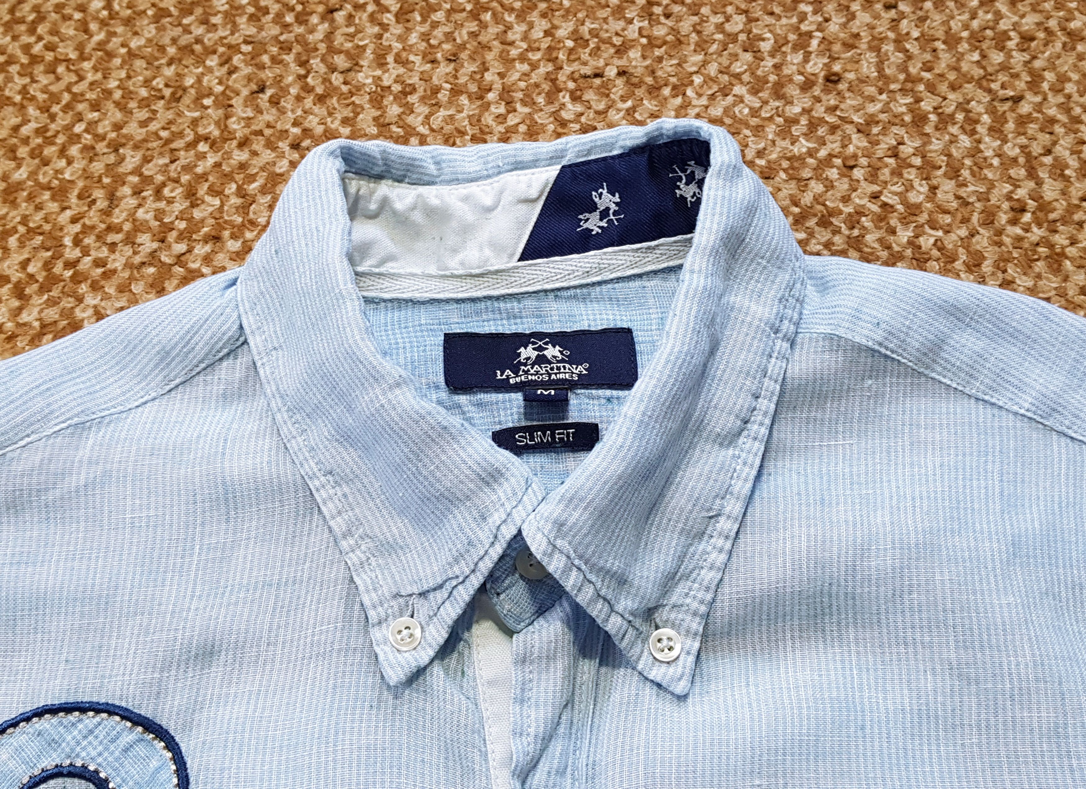 La Martina La Martina Linen Stripe England UK Polo Shirt Slim sz M Size US M / EU 48-50 / 2 - 7 Thumbnail