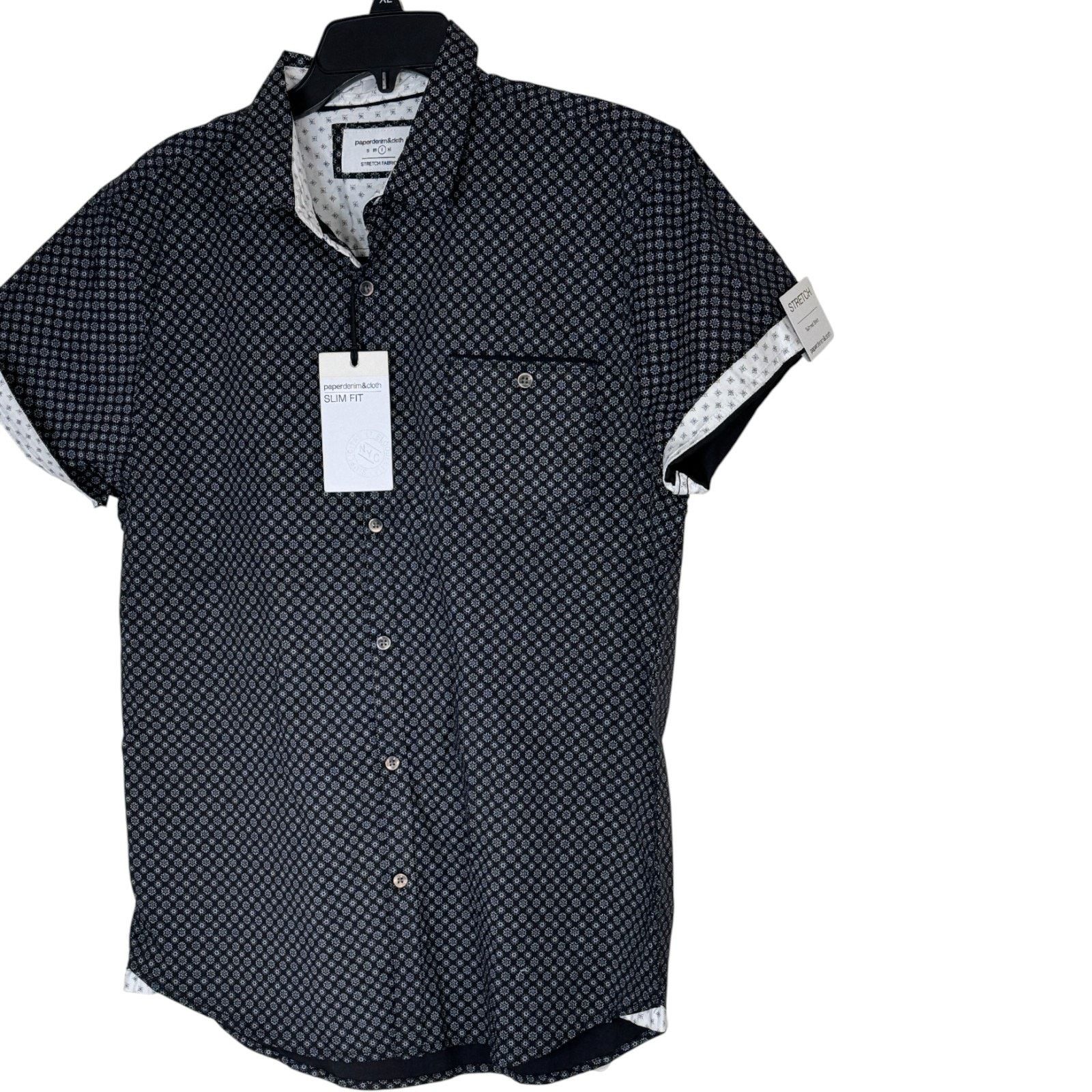 Paper Denim & Cloth Paperdenim & Cloth Slim Fit Shirt XL Black White Geometric Size US L / EU 52-54 / 3 - 4 Thumbnail