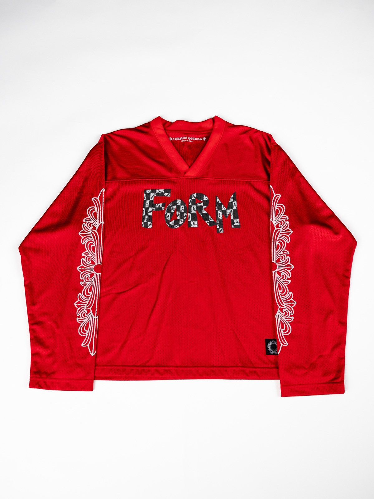 image of Chrome Hearts Matty Boy Form Mesh Long Sleeve Jersey in Red, Men's (Size Small)