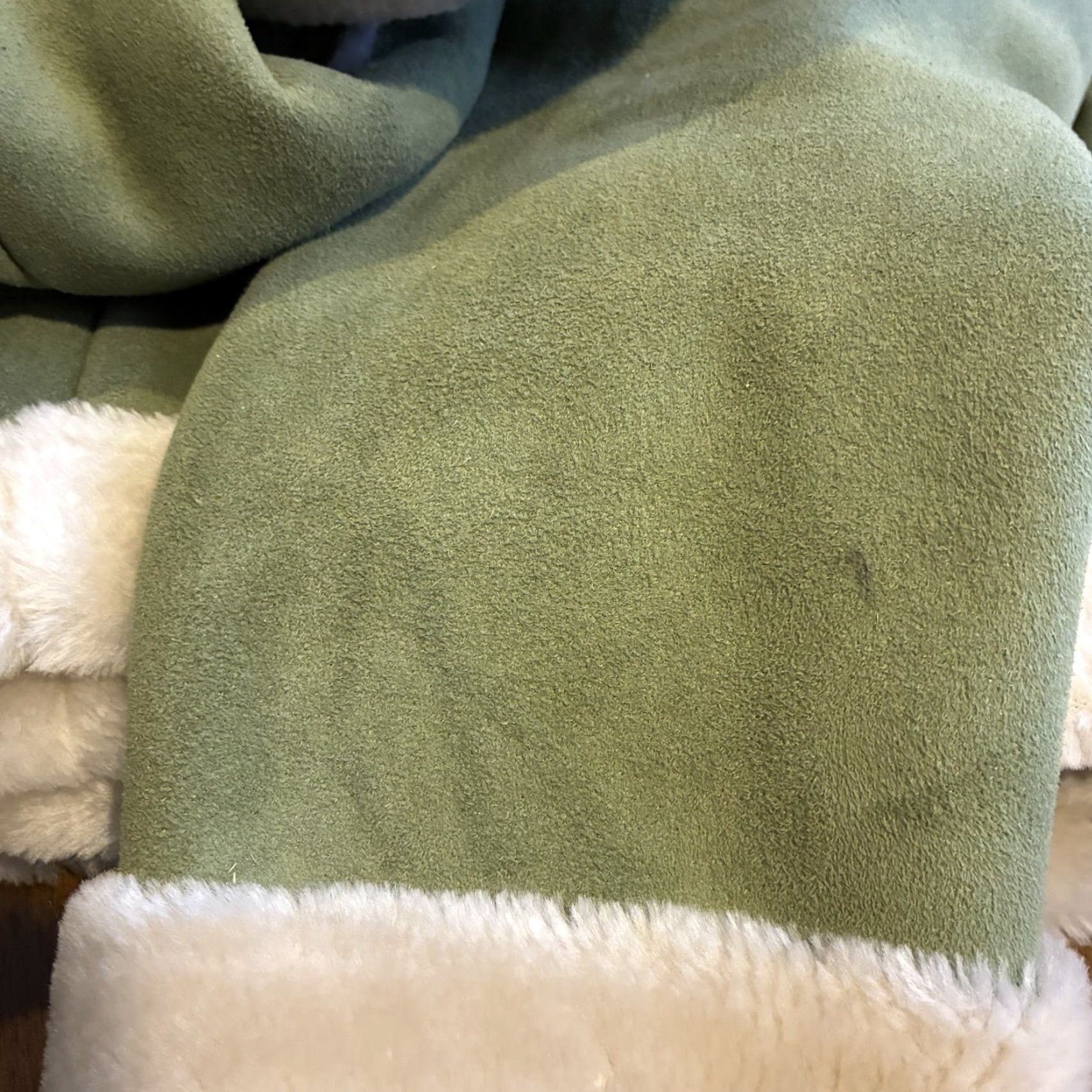 Penn VINTAGE Braetan Coat Womens M Green Faux Suede Fur Collar Boho Hippie 80s 90s 70s 60s Vintage Basic Jacket Pockets Collared Fall Winter Size M / US 6-8 / IT 42-44 - 6 Thumbnail