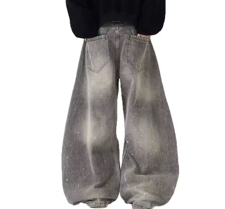 Jean Wide Leg Baggy Jeans with Paint Splatter Detail Size US 31 - 5 Thumbnail
