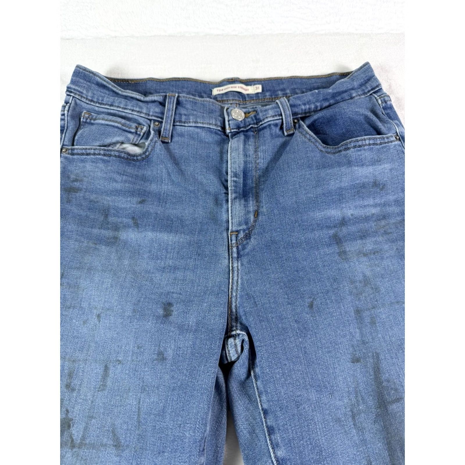 Levi's Levi's Jeans Women's Size 31 Blue Distressed High Rise 31x32 Straight 5-Pocket Denim Pants Vest? Size 24" / US 00 / IT 34 - 2 Thumbnail