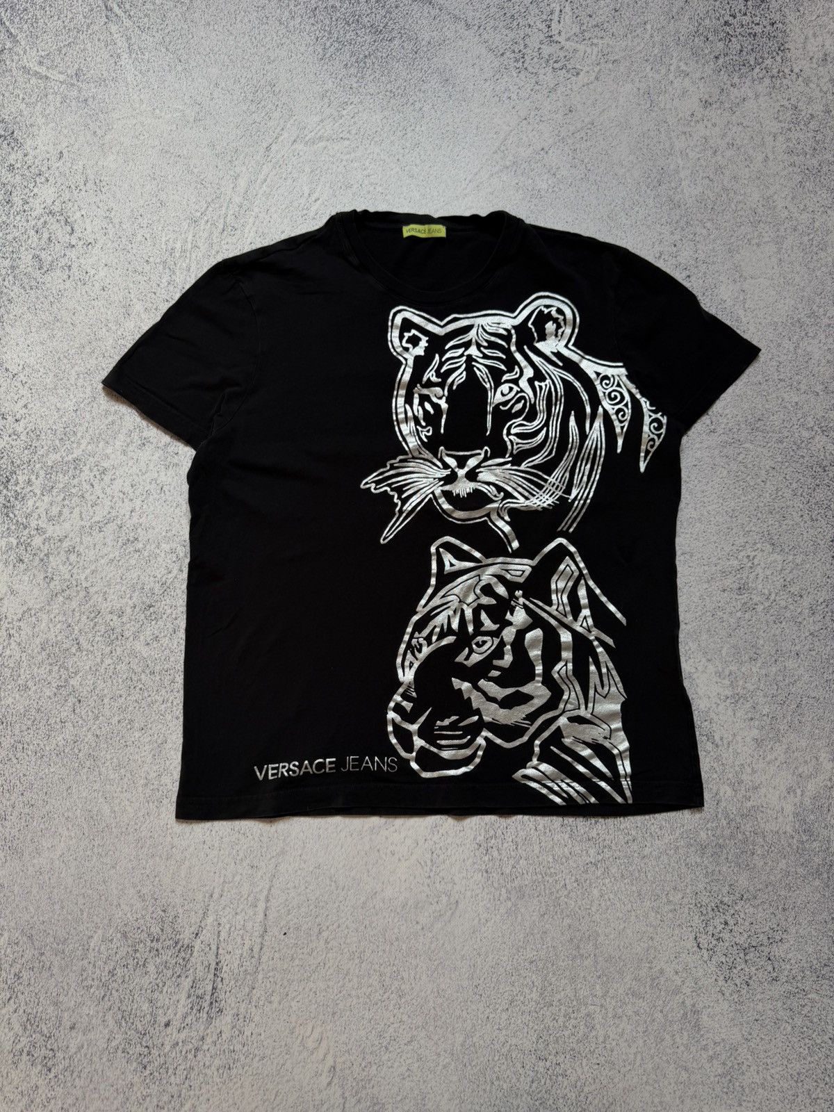 Versace VERSACE Tiger Big Cat Foil Metallic Graphic Tee Black Silver Size US XXL / EU 58 / 5 - 2 Thumbnail