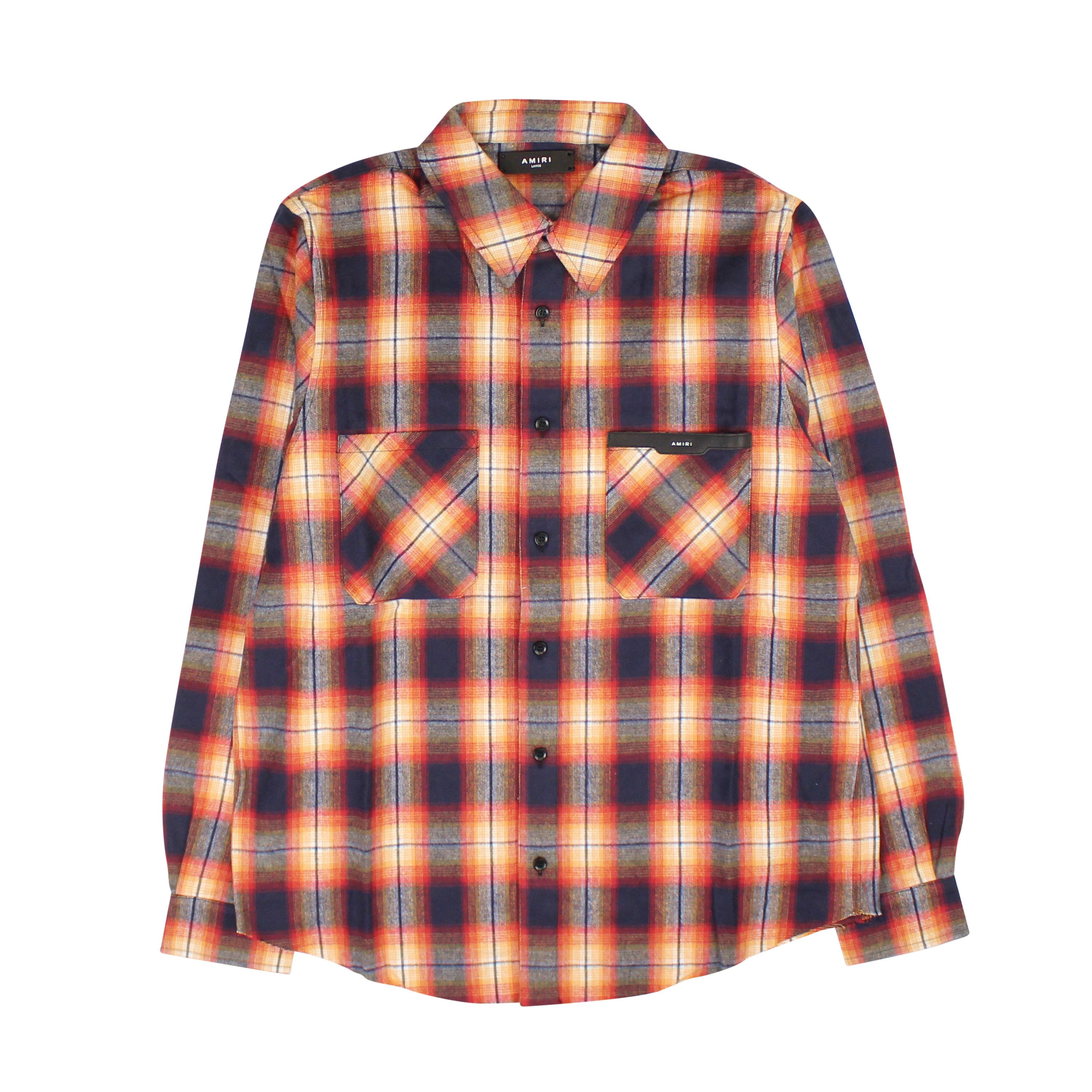 image of Amiri Logo Flannel Red&orange Casual Button-Down Shirts Size S, Men's