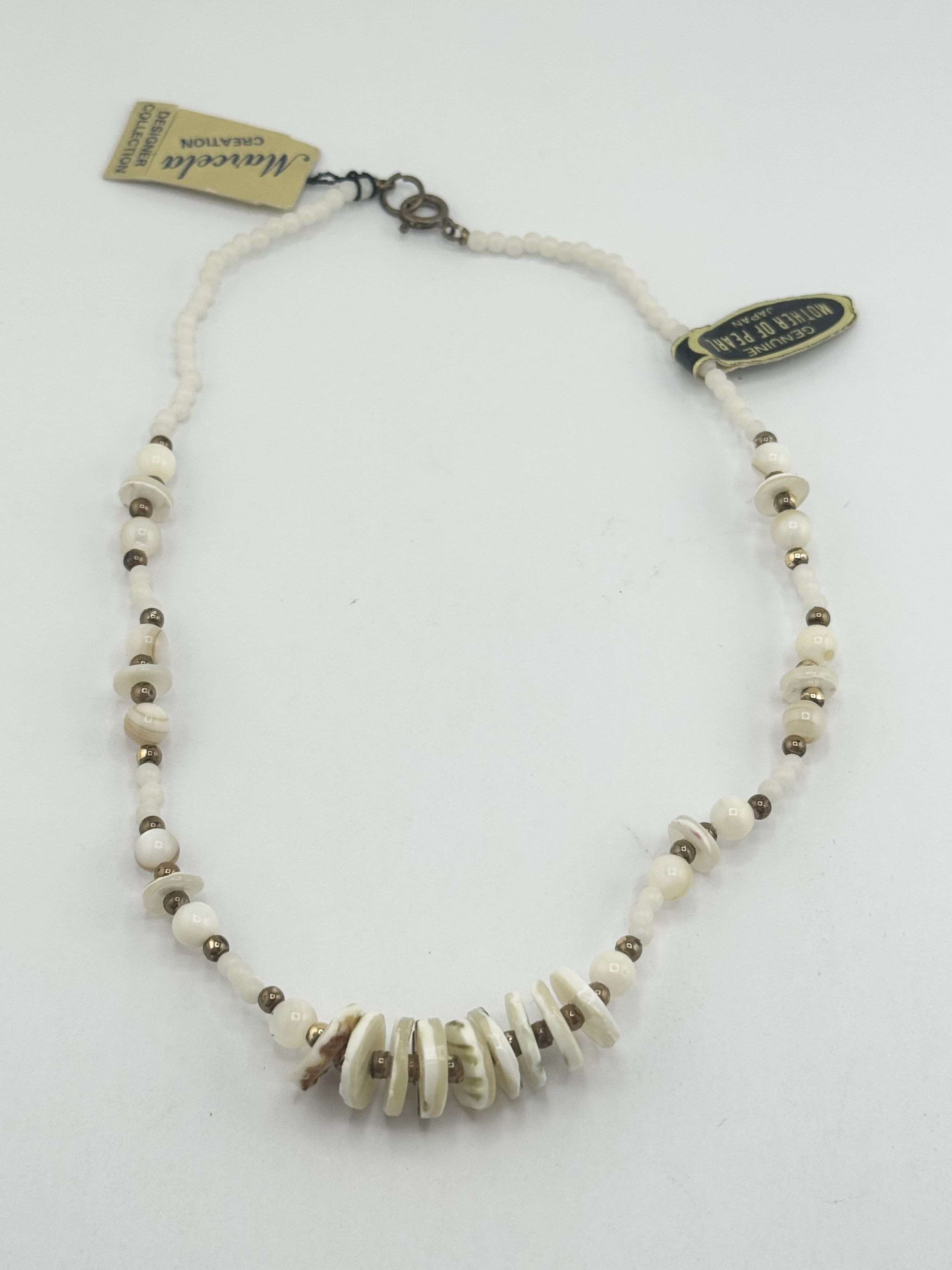 Vintage Vintage mother of pearl Japan beaded collar necklace with ta Size ONE SIZE - 2 Thumbnail