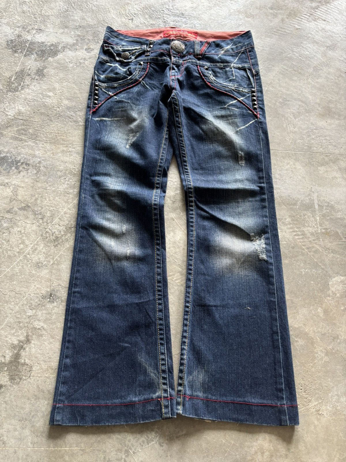 Hysteric Glamour FLARE RED PEPPER JEANS RED LABEL japanese distressed punk Size US 29 - 1 Thumbnail