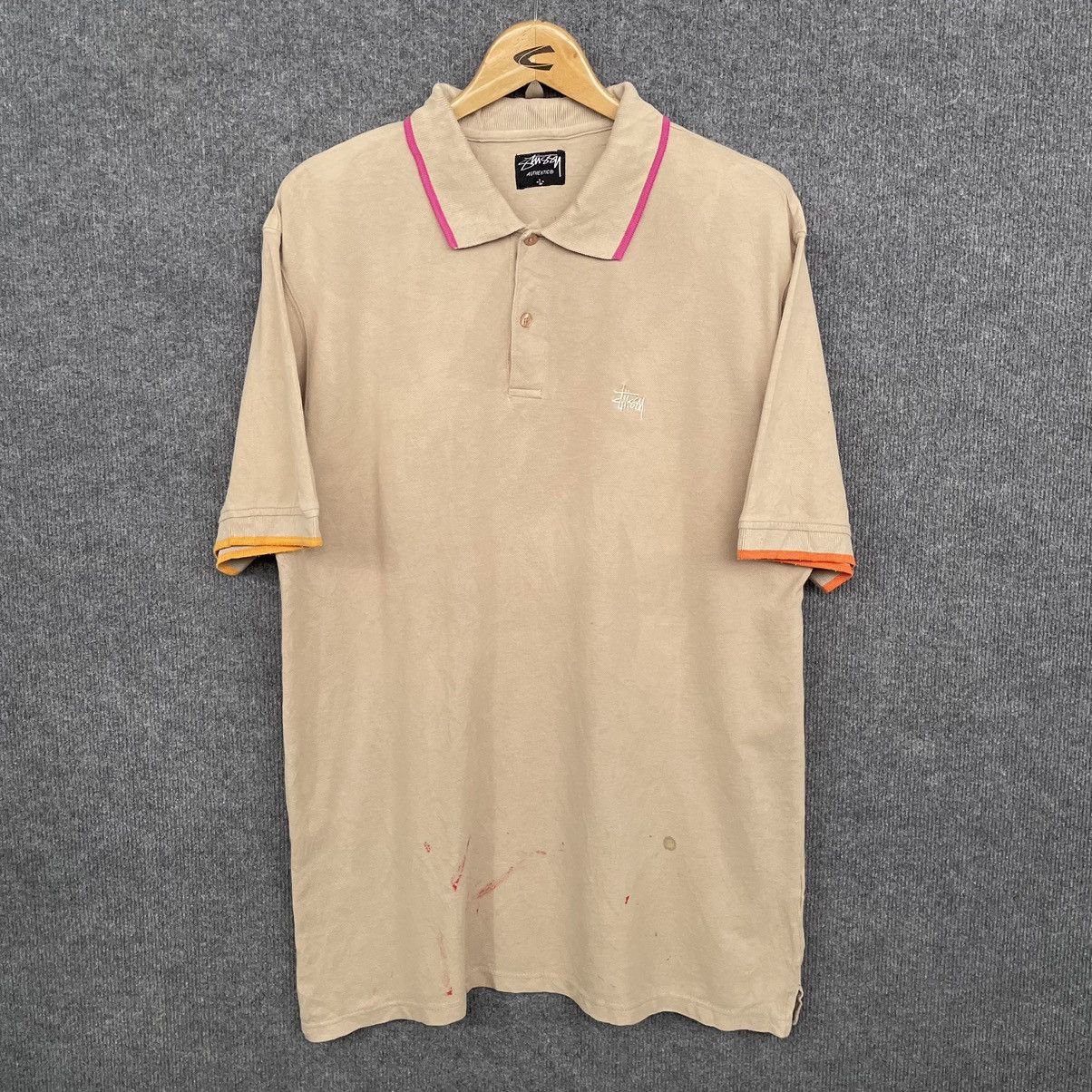 トップス old stussy faded polo shirt Stussy Vintage Short Sleeve Striped Polo Shirt - Men, Beige