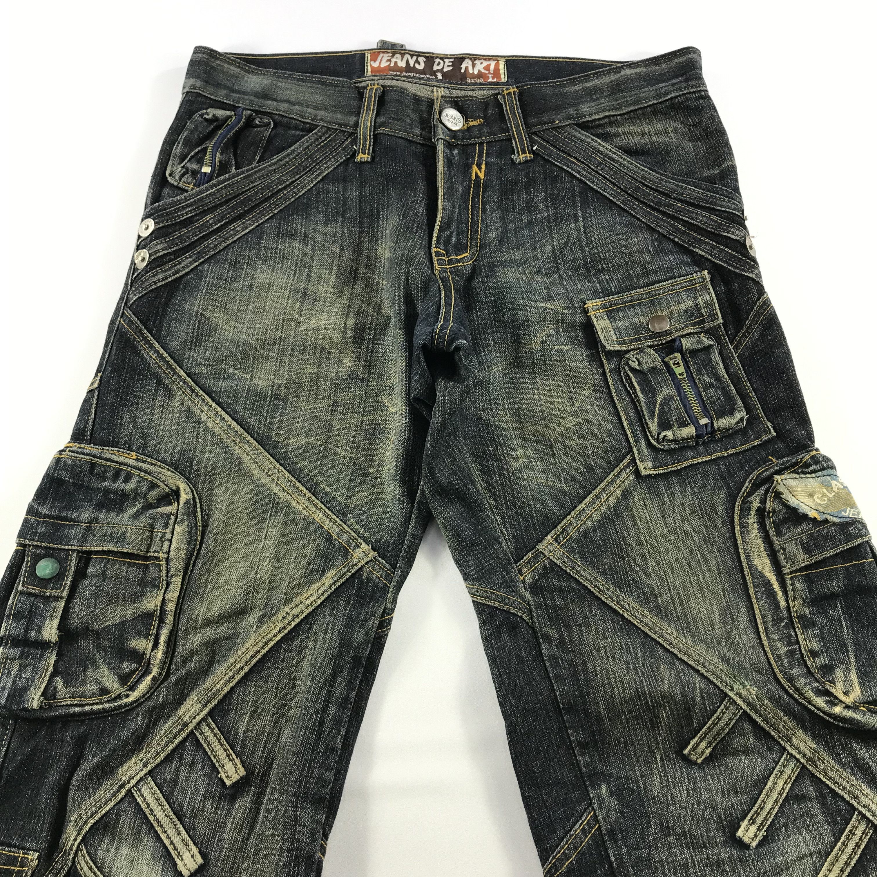 Japanese Brand Vintage Jeans De Art Cargo Jeans Multi Pocket Denim KJ3191 Size US 32 / EU 48 - 3 Thumbnail