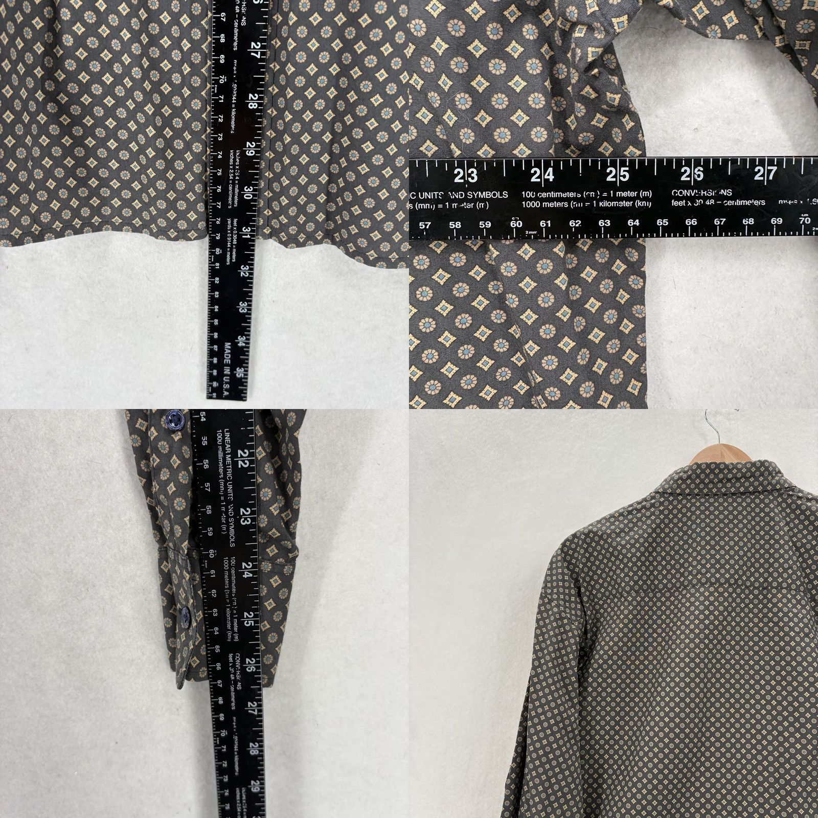 Faconnable Façonnable Shirt Mens XL Gray Geometric Print Long Sleeve Button Up Casual Club Size US XL / EU 56 / 4 - 8 Thumbnail