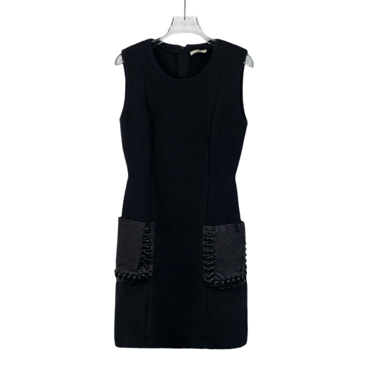 Fendi endi Black Pocket Leather Patchwork Wool Sleeveless Dress Size XS / US 0-2 / IT 36-38 - 1 Thumbnail