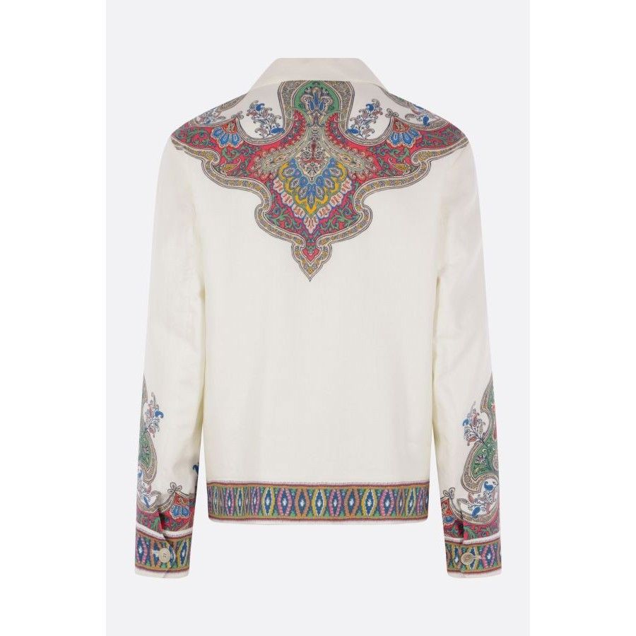Etro ETRO Full Zip White Linen Paisley Jacket New & Authentic (Me Size US M / EU 48-50 / 2 - 2 Thumbnail