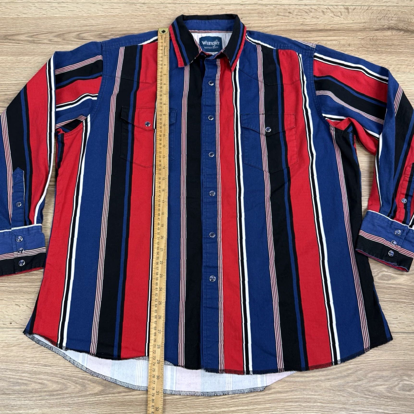 Wrangler VINTAGE Wrangler Brushpopper XL Pearl Snap Blue Red Pearl Snap Western Cowboy Shirt Mens XL Blue Pearl Snap Western Cowboy Shirt Size US XL / EU 56 / 4 - 3 Thumbnail
