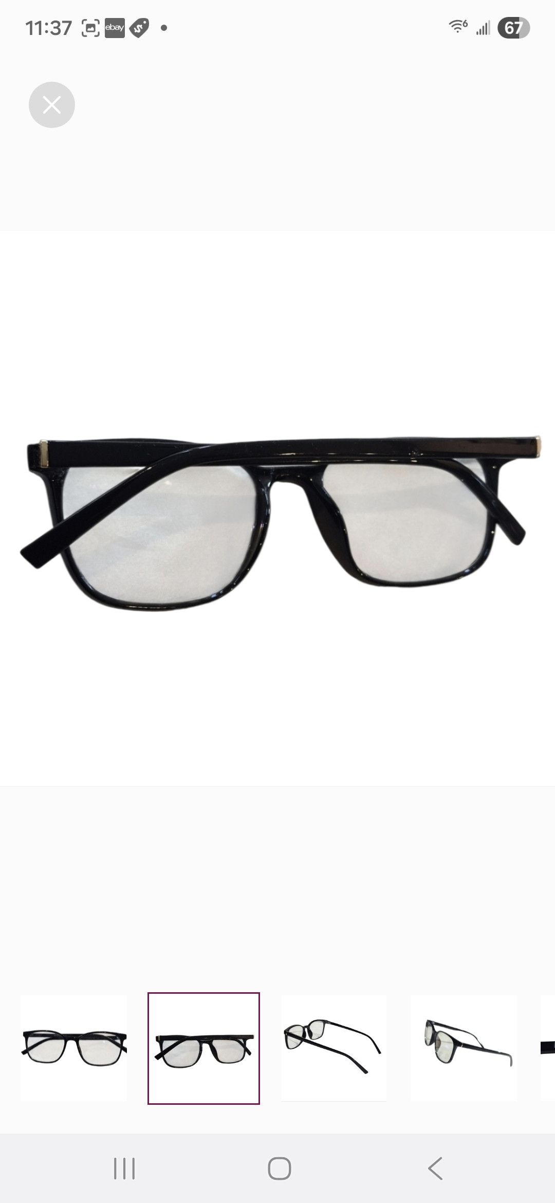 Other Brand Stylish Black Square Glasses-lot ns1124 ou eric fg blk Size ONE SIZE - 2 Thumbnail