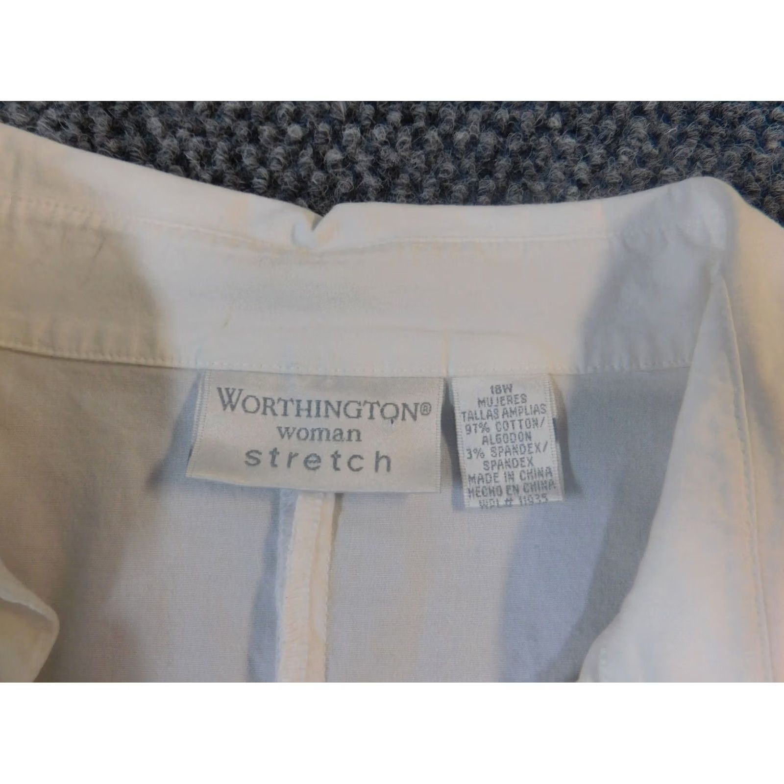 Worthington Worthington Womens Blouse 18W White Collar Button Casual Sleeve Cotton Rayon Regular Plus Size Womens Vintage No Size XXL / US 16-18 / IT 52-54 - 4 Thumbnail