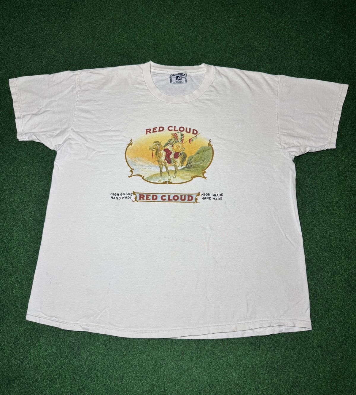 Vintage Vintage 90s Red Cloud Tobacco Cigar Native American T Shirt Size US XL / EU 56 / 4 - 1 Thumbnail