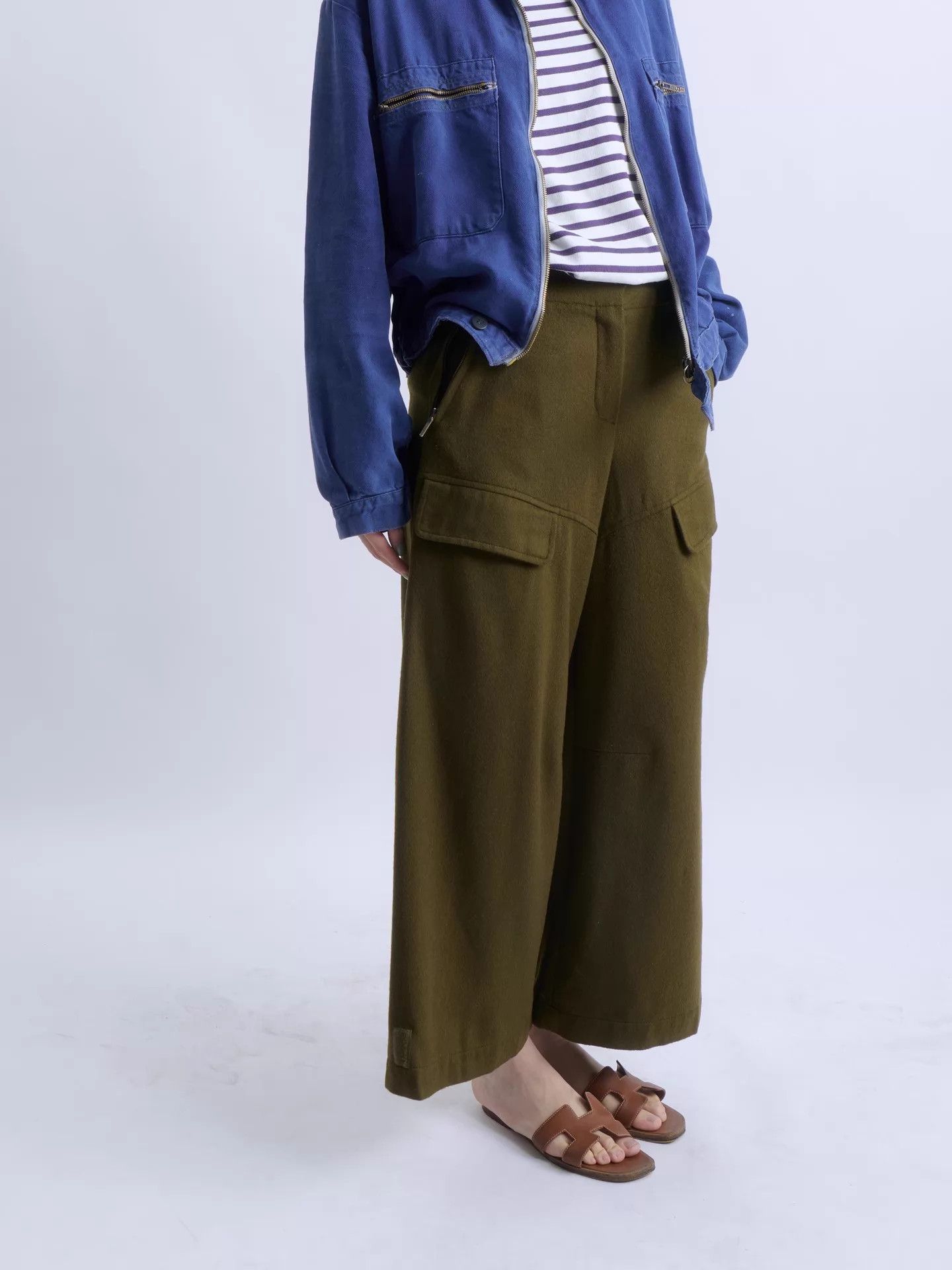 Sportmax SPORTMAX Wool Wide-Leg Cargo Pants Velcro Cuffs 34 Size 26" / US 2 / IT 38 - 5 Thumbnail