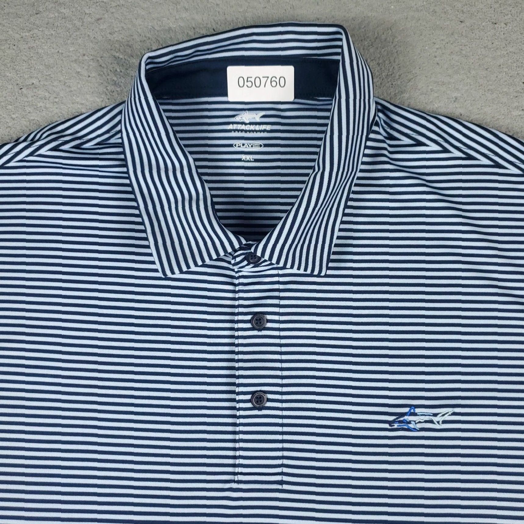 Vintage Greg Norman Polo Shirt Mens 2XL Blue Striped Shark Golf Casual Short Sleeve Polo Shirt Mens 2XL Blue Striped Shark Golf Casual Short Sleeve Size US XXL / EU 58 / 5 - 2 Thumbnail