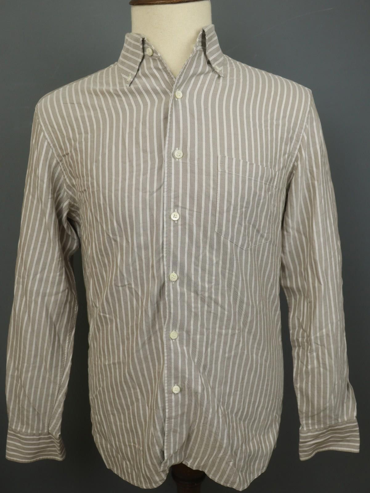 Ermenegildo Zegna Zegna Brown Striped Chest Pocket Button Down Shirt Size L Size US L / EU 52-54 / 3 - 1 Thumbnail