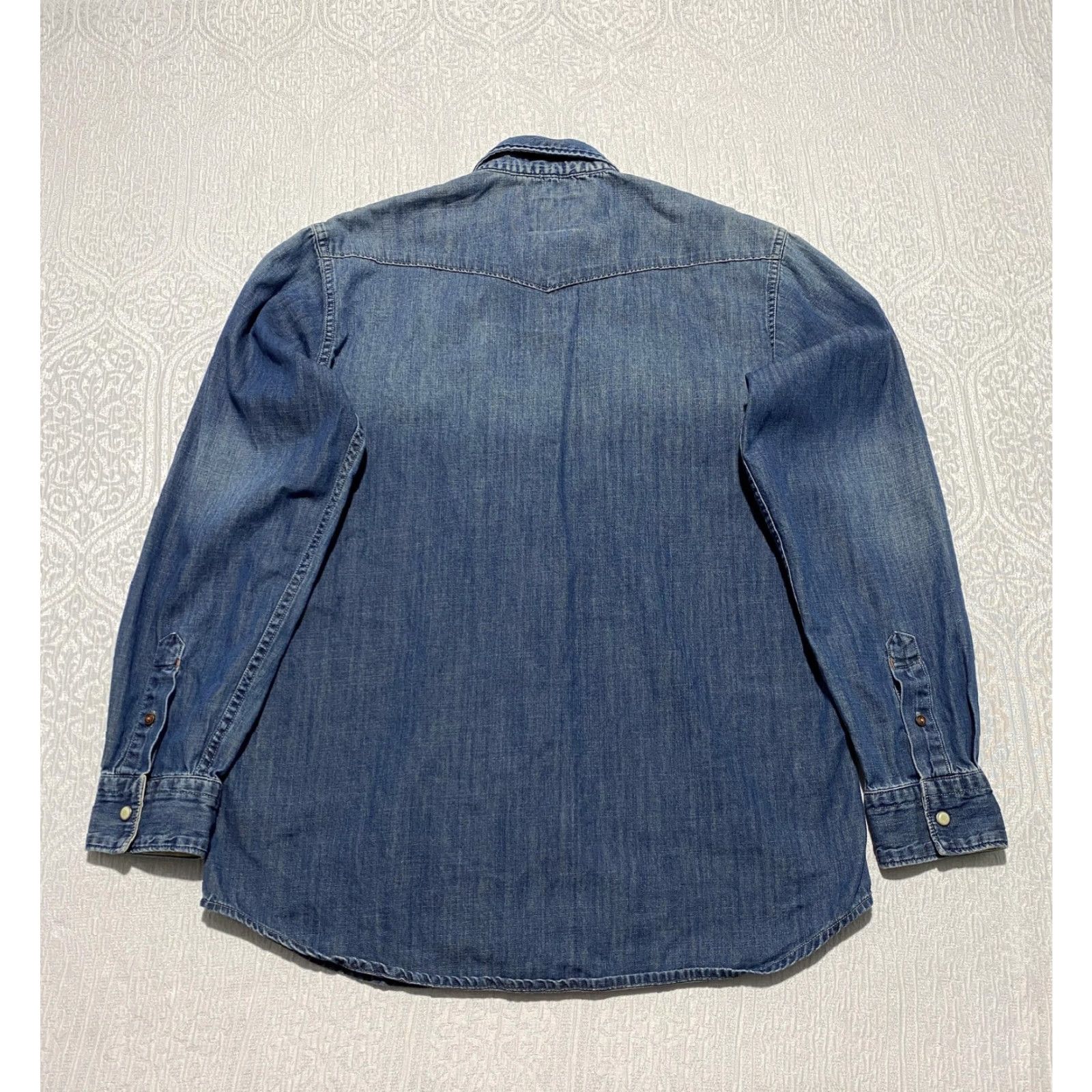 Denime RuffHewn Shirt Mens Small Blue Denim Western Snap Front Long Sleeve Casual Size US S / EU 44-46 / 1 - 2 Thumbnail