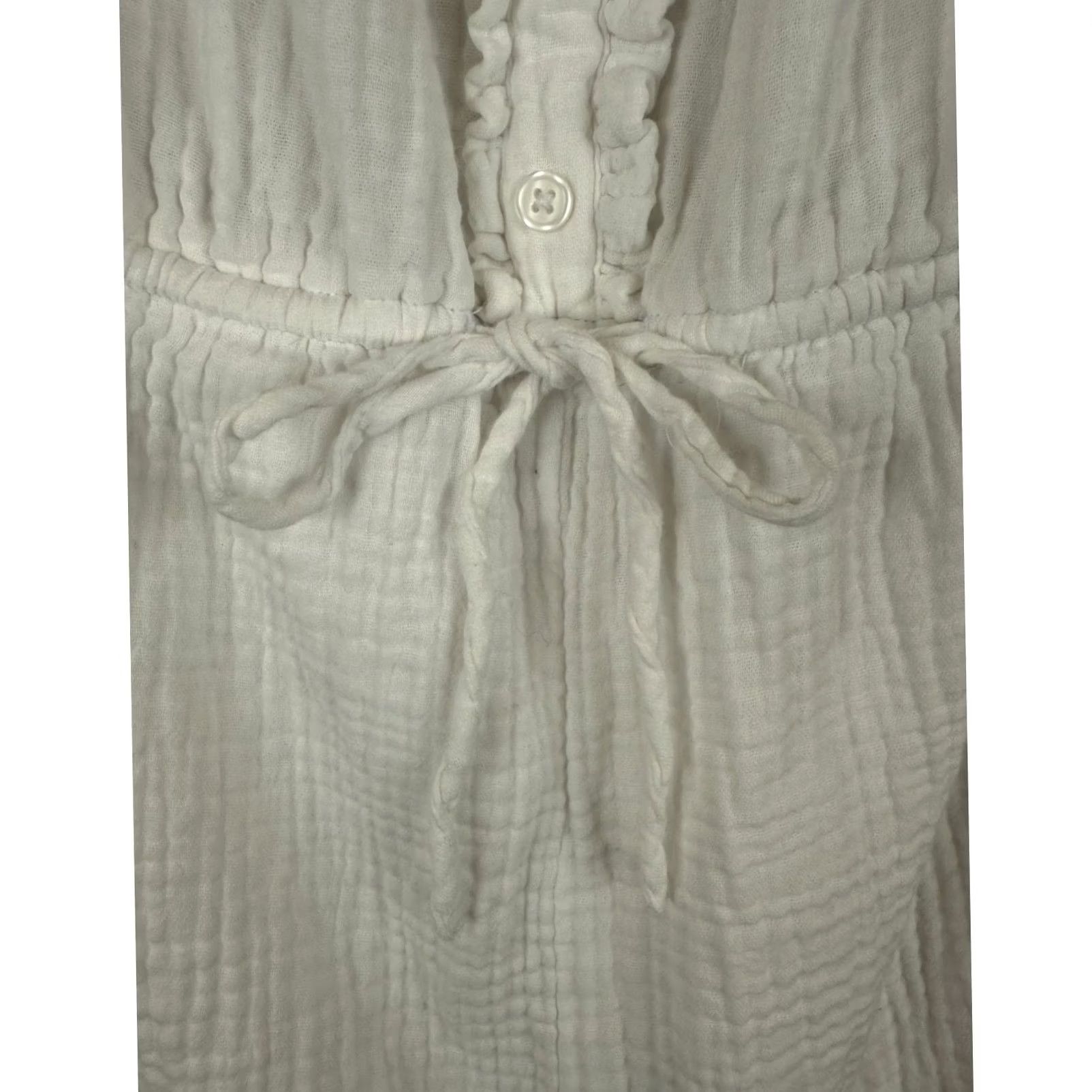 Vintage BP White Ruffle Waist Tie Romper - Large - 100% Cotton - One-Piece - Women Size 36" / US 14 / IT 50 - 5 Thumbnail