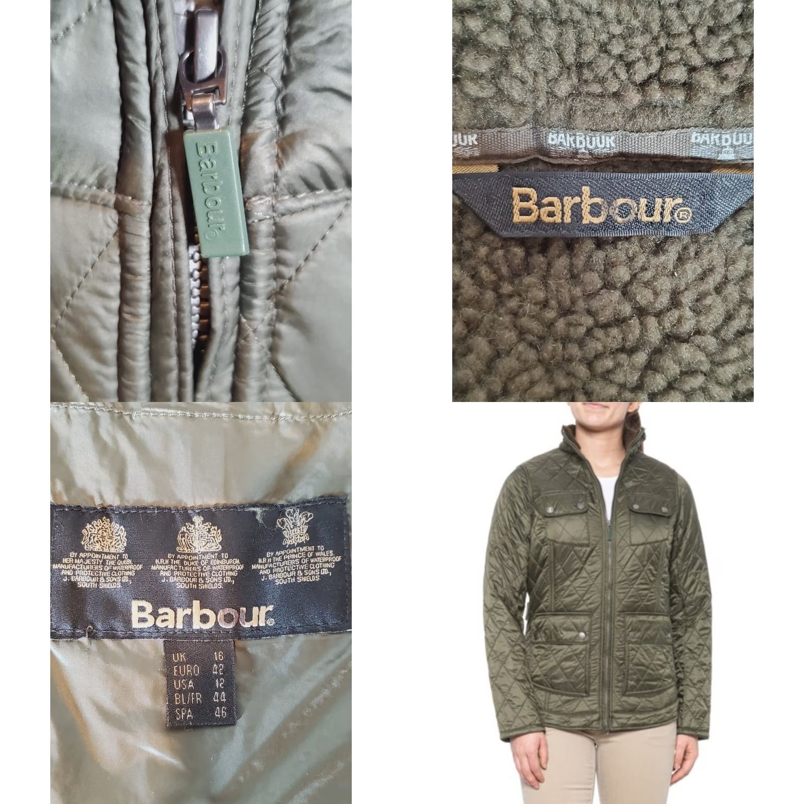 Barbour Barbour Filey Diamond Quilted Jacket Fleece Lining Olive Green Women's US 12 Size XL / US 12-14 / IT 48-50 - 8 Thumbnail