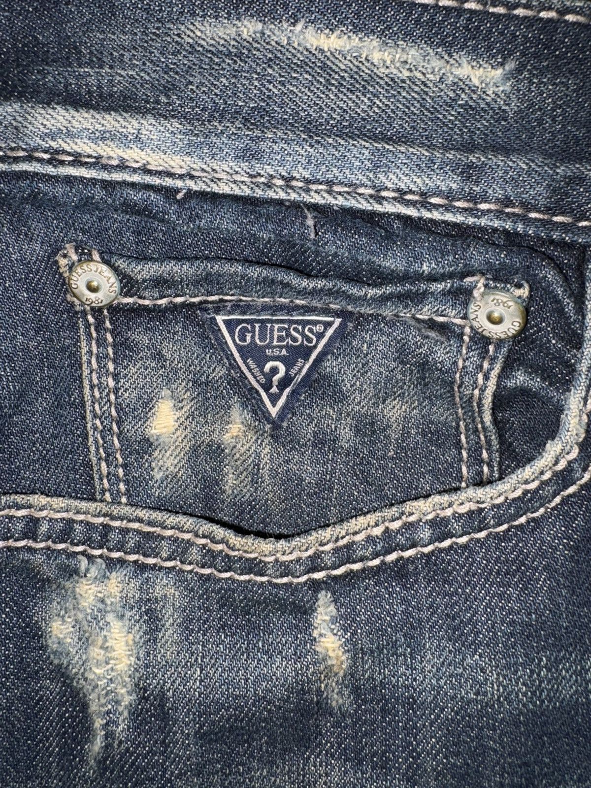 Guess VTG Guess LosAngeles BritRocker Jeans Size 36x34 Distressed Size US 36 / EU 52 - 8 Thumbnail