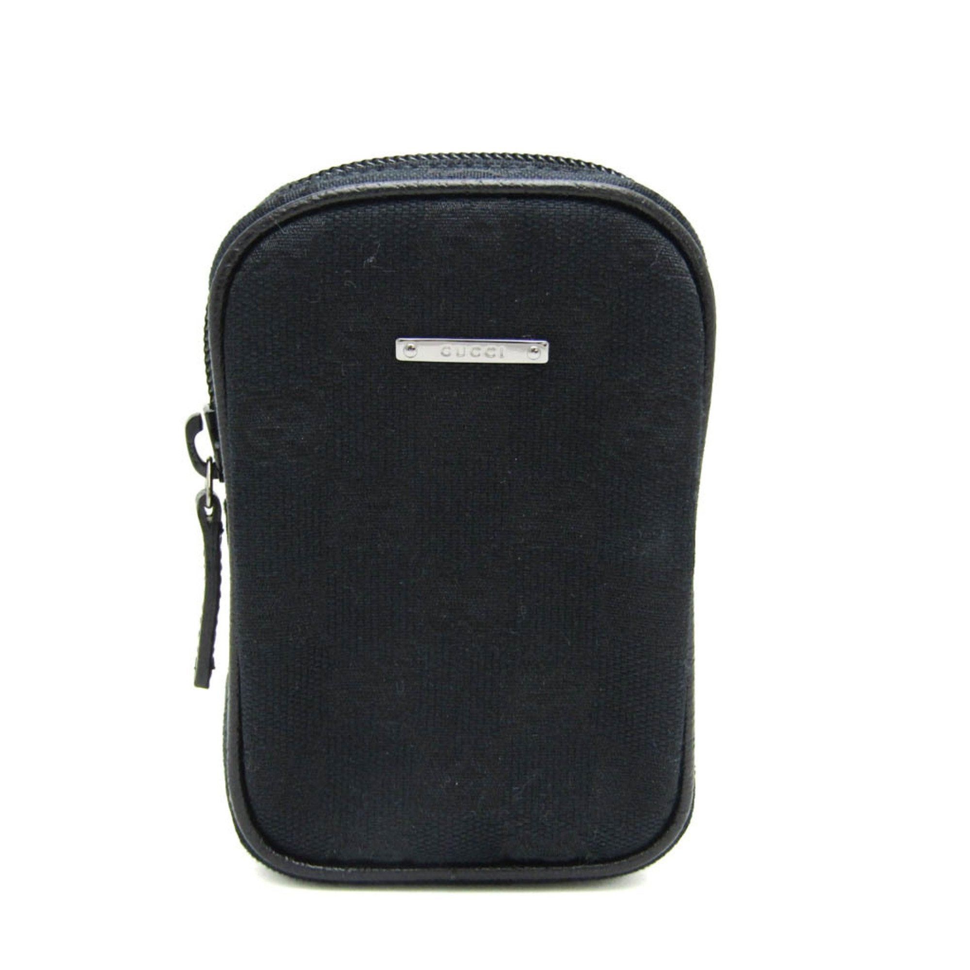 image of Gucci GG Canvas 115249 Men,women GG Canvas,leather Pouch Black, Women's