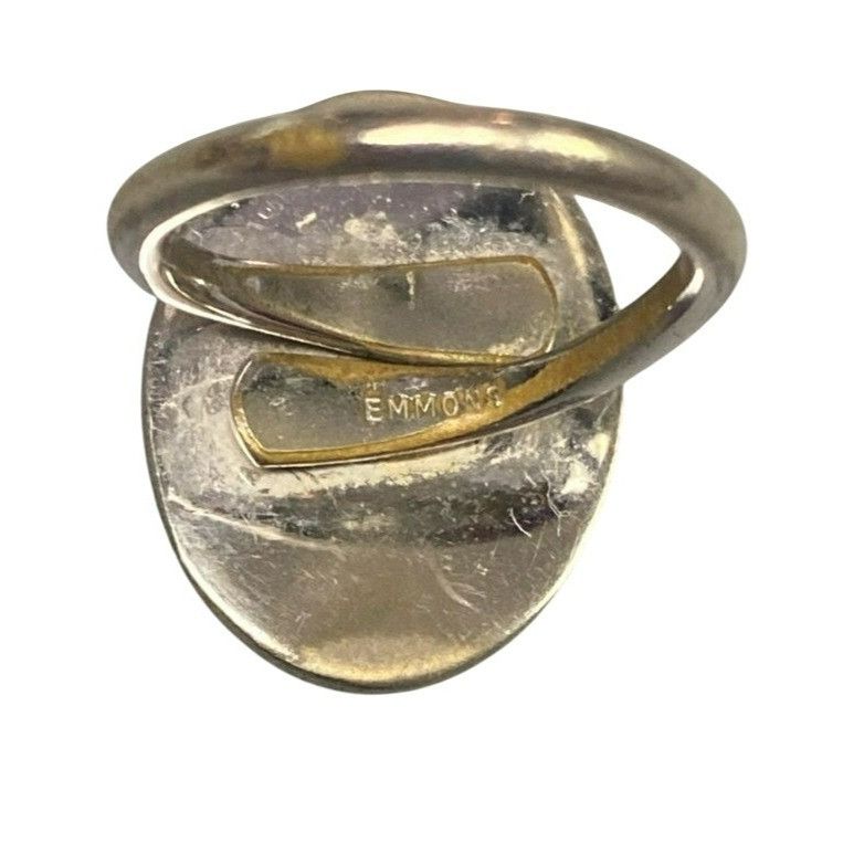 Other Vintage Signed Emmons Silver tone and Black Oval Ring Size 5 Size ONE SIZE - 4 Thumbnail