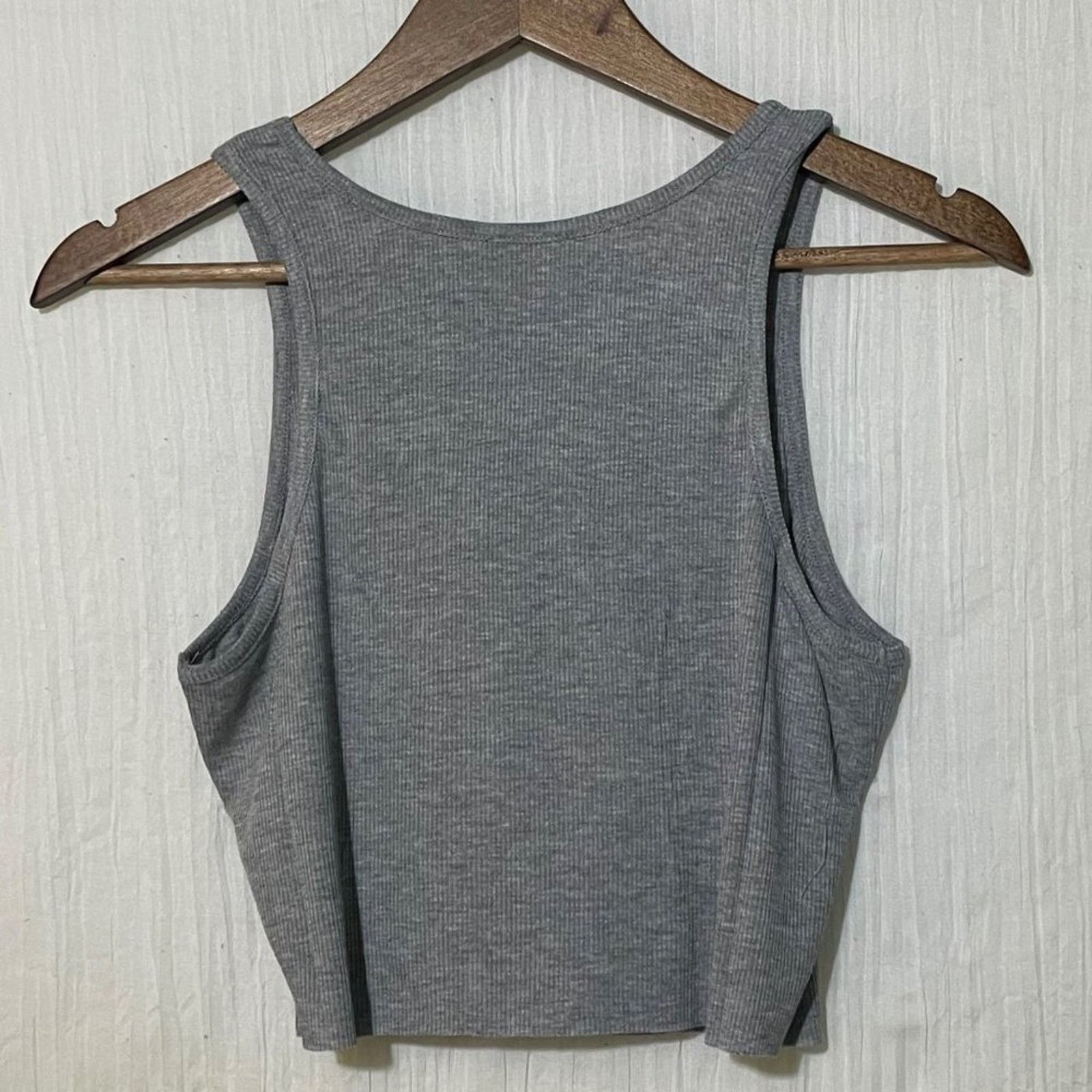 Free People Free People High-Neck Ribbed Crop Heather Grey Tank Large Size L / US 10 / IT 46 - 8 Thumbnail