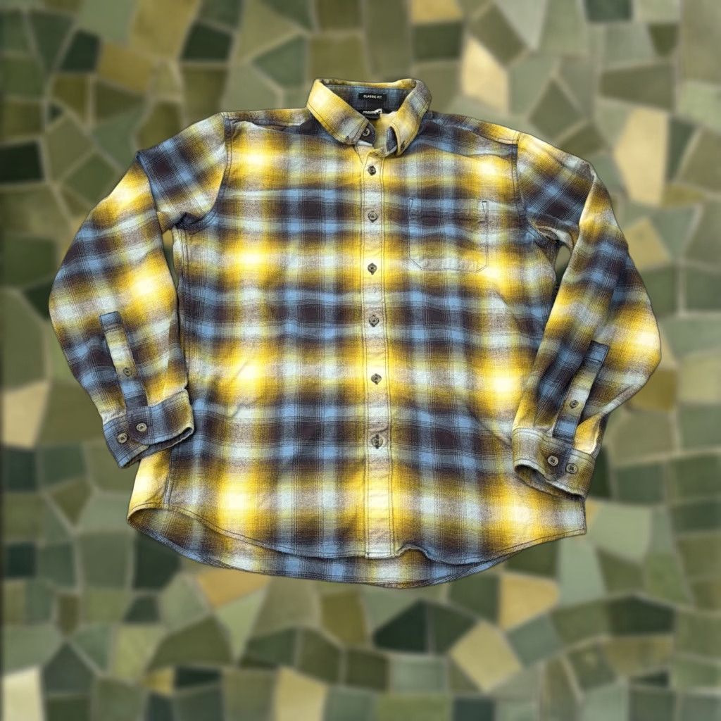 Eddie Bauer Eddie Bauer Shirt Mens Medium Yellow Blue Plaid Flannel Button-Down Classic Fit Size US M / EU 48-50 / 2 - 1 Thumbnail