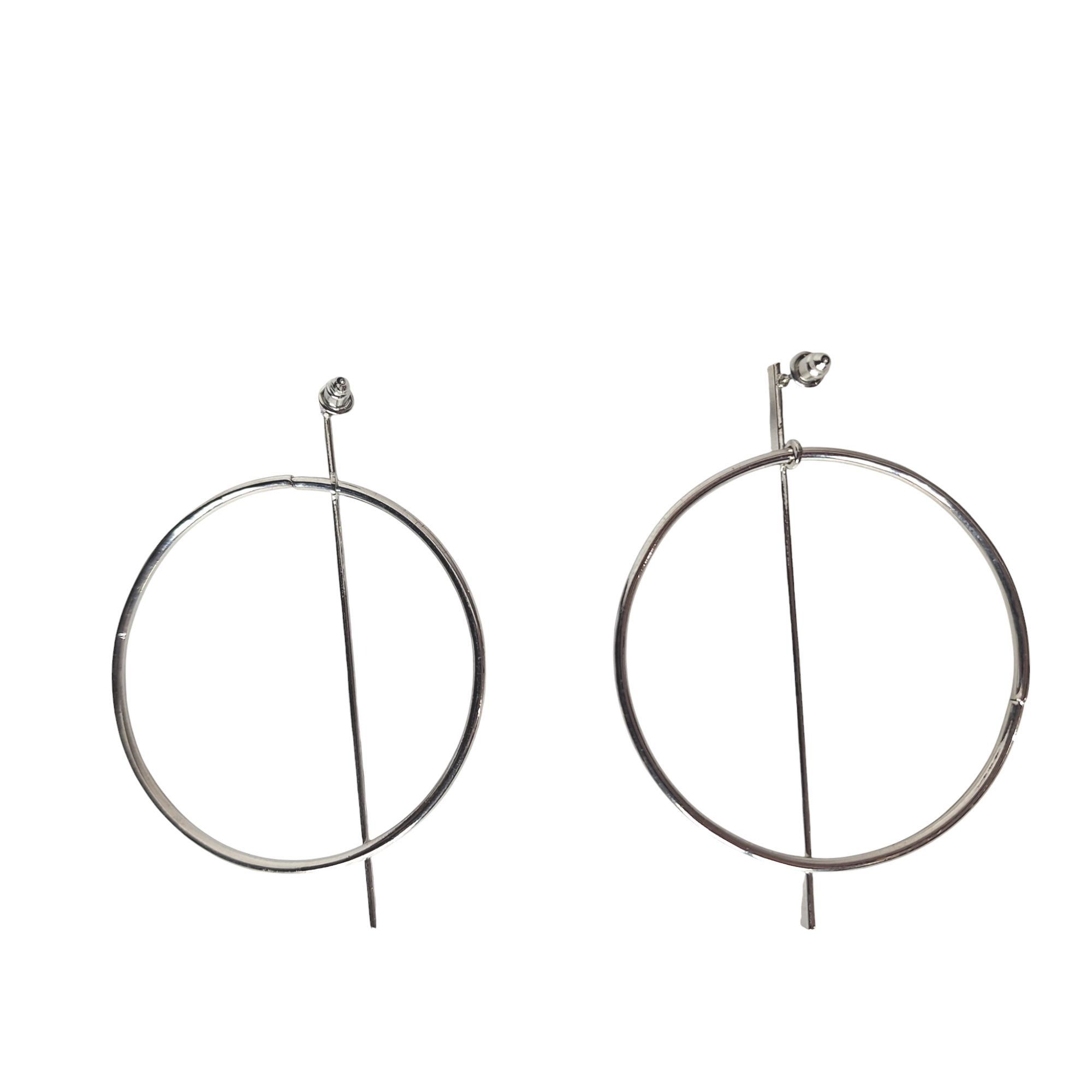 Other Modernist Silver Tone Chunky Hoop Earrings Sculptural Liquid Size ONE SIZE - 2 Thumbnail