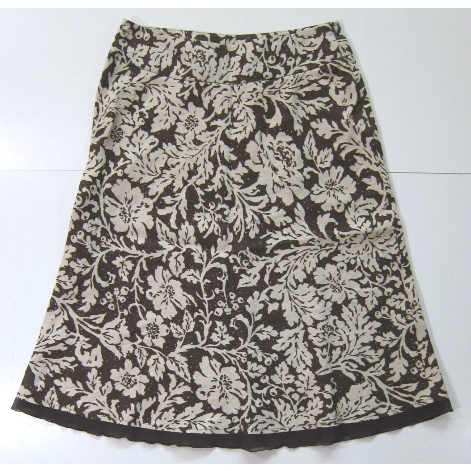 Vintage Style & Co. 100% Linen Brown Floral Modest Casual A-Line Skirt Women 4 Size 27" / US 4 / IT 40 - 6 Thumbnail