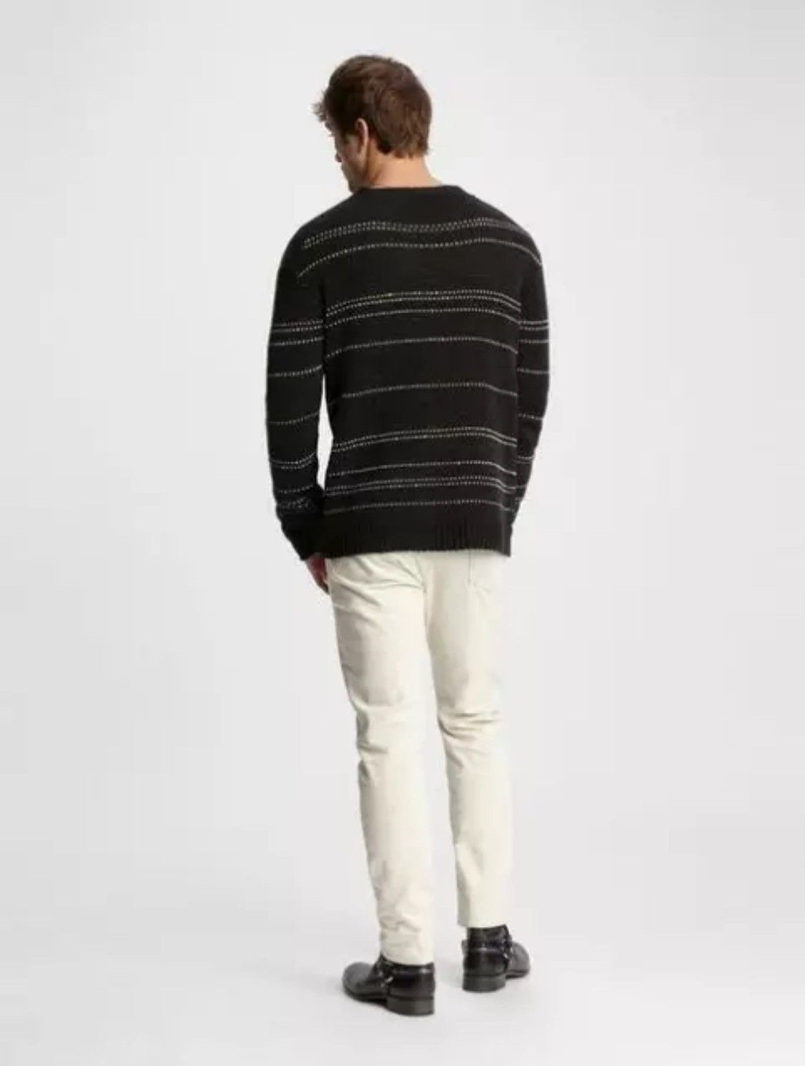 John Varvatos Jacquard stripe Knit Long Sleeve V-Neck Sweater Size medium. Size US M / EU 48-50 / 2 - 2 Thumbnail