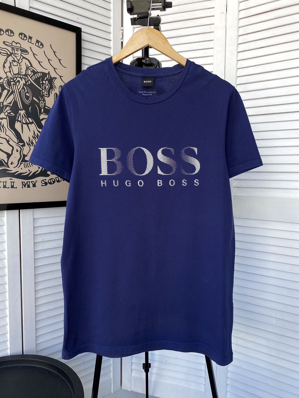 Hugo Boss Hugo Boss Big Logo Tee Shirt Blue Size US M / EU 48-50 / 2 - 1 Thumbnail