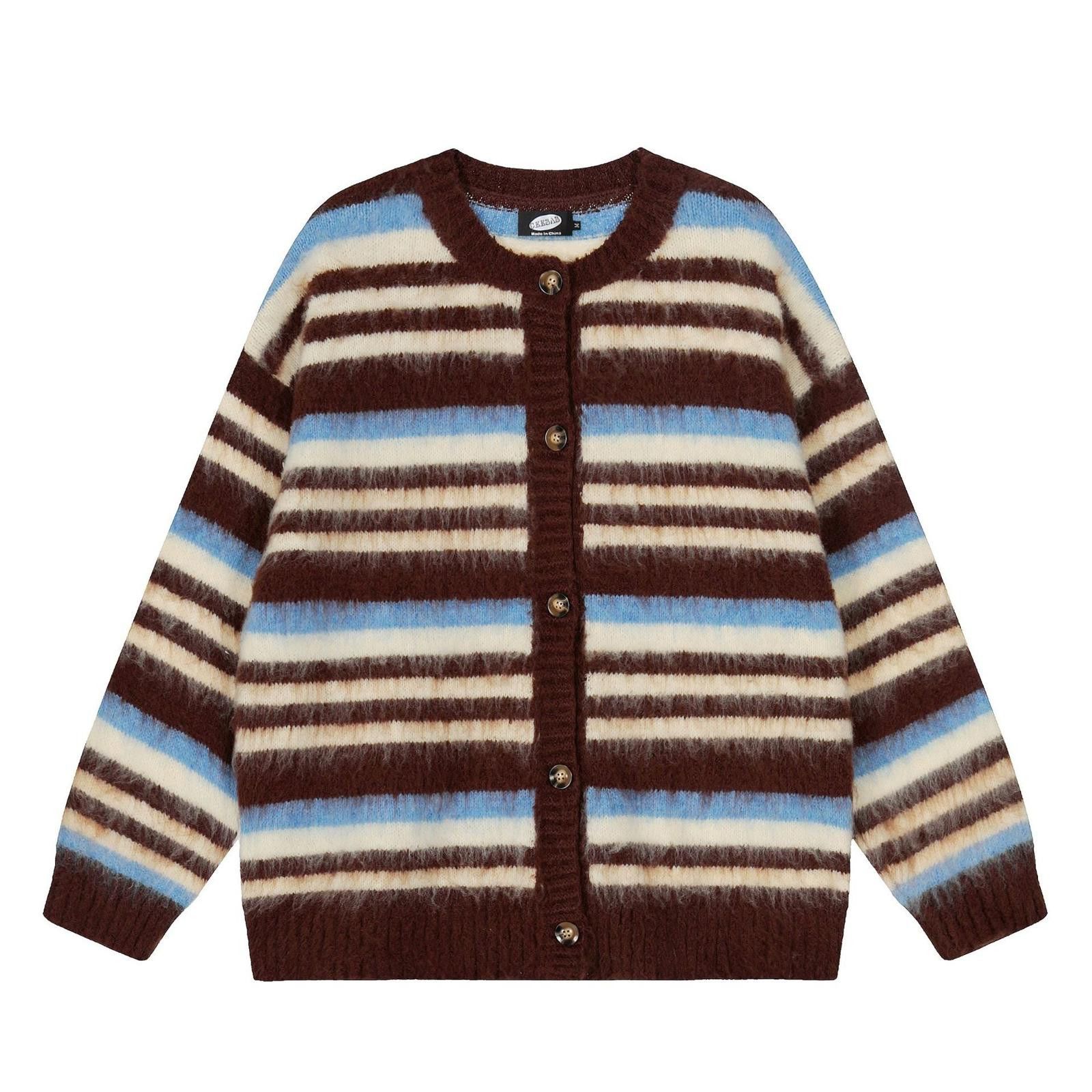 Other Contrast Stripe Open-Front Knit Cardigan Size US M / EU 48-50 / 2 - 2 Thumbnail