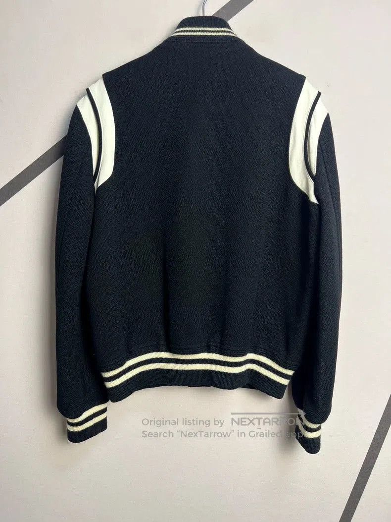 Hedi Slimane Saint Laurent Black and White Patchwork Leather Wool Baseba Size US M / EU 48-50 / 2 - 2 Thumbnail