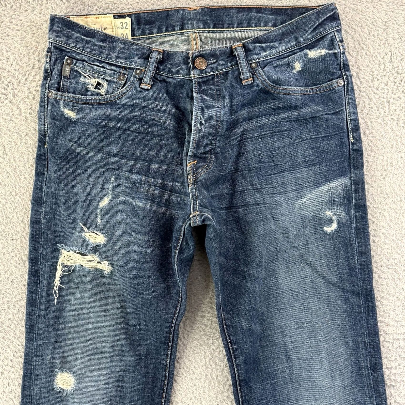 Abercrombie & Fitch VINTAGE Abercrombie & Fitch Jeans Mens 32x34 Blue Straight Button Fly Denim Distress Y2K Size US 32 / EU 48 - 3 Thumbnail